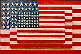 Unknown Artist Famous Paintings - Jasper Johns three flags